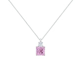 عصفور كريستال سلسلة فضة عيار 925 مرصعة بفص زركون مربع وردي ND0560-O